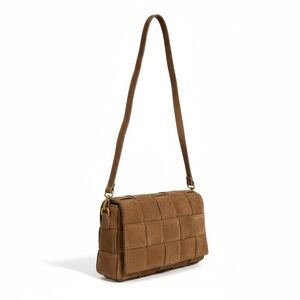 Chic Brown Woven Shoulder Bag genuine leather